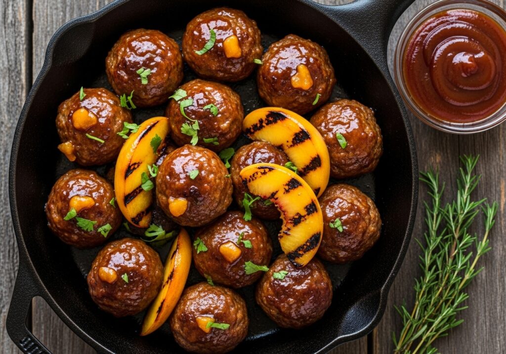 Whiskey Peach BBQ Meatballs Recipe